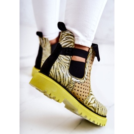 Maciejka 05324-07 Botas de cuero sin cordones Amarillo beige verde 7