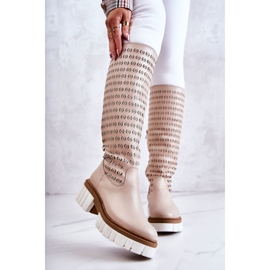 Botas De Piel Calada Con Cremallera Lativia Beige 1