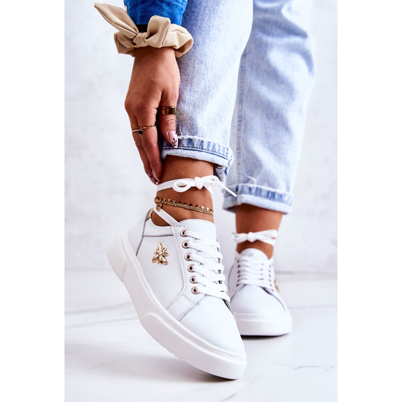 Vinceza Deportivas De Piel Con Adorno Calerie Blanco dorado 1