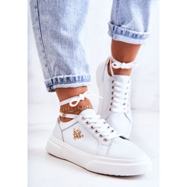 Vinceza Deportivas De Piel Con Adorno Calerie Blanco dorado 4