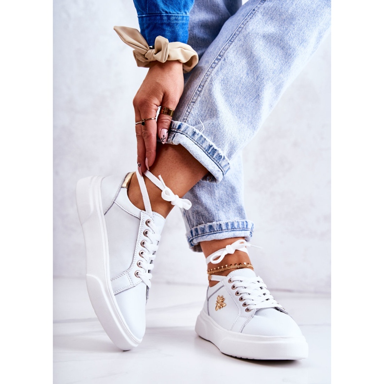 Vinceza Deportivas De Piel Con Adorno Calerie Blanco dorado 2