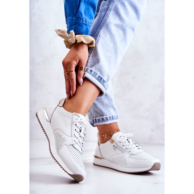 Vinceza Deportivas Mujer Piel Deportivas Deportivas Blanco Horessa dorado 2