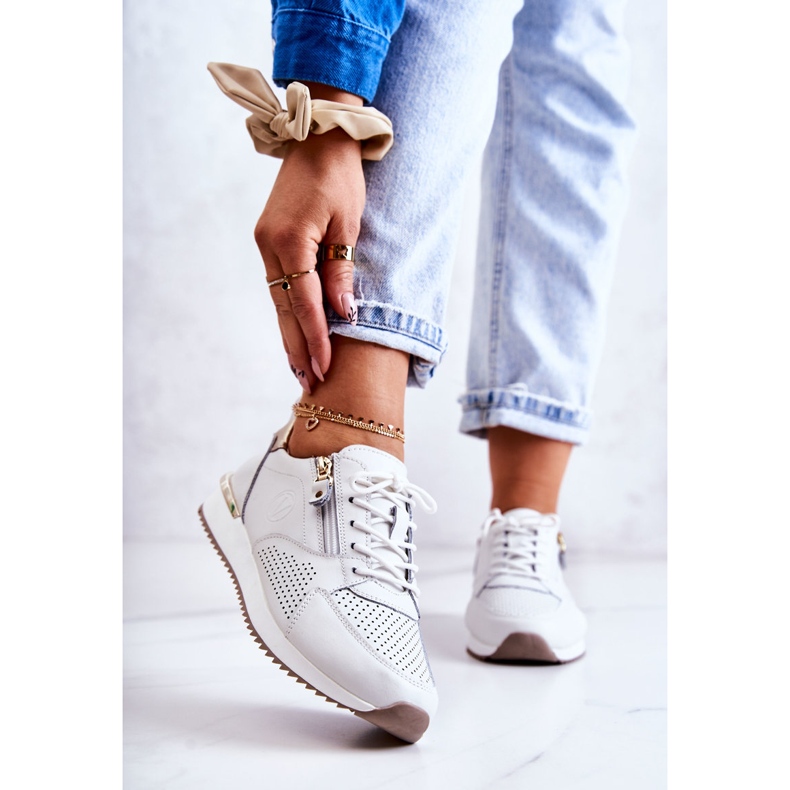 Vinceza Deportivas Mujer Piel Deportivas Deportivas Blanco Horessa dorado 1