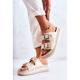 Babucha Mujer Piel Con Hebilla La.Fi Beige Nariss 5