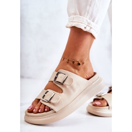 Babucha Mujer Piel Con Hebilla La.Fi Beige Nariss 3