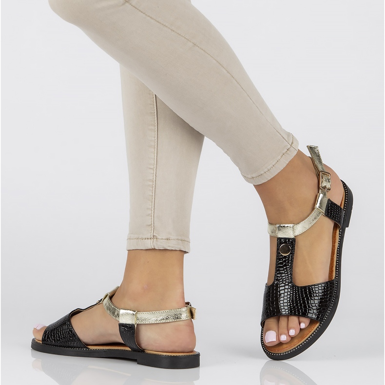 Filippo DS2099/22 Bk sandalias negras negro dorado 1