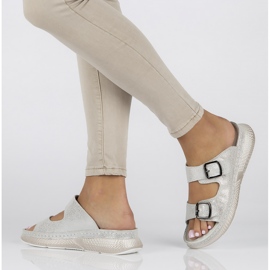 Pantuflas de piel Filippo DK3516/22 Si plata 6