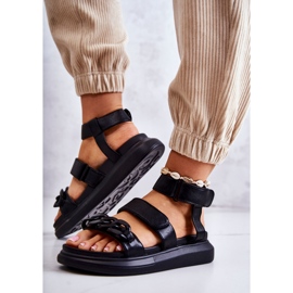 Sandalias Piel Con Cadena La.Fi Negro Alissia 4
