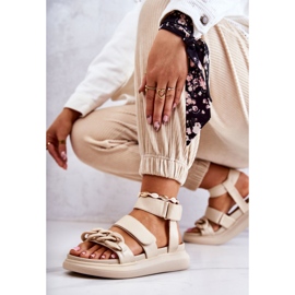Sandalias Piel Con Cadena La.Fi Beige Alissia 5