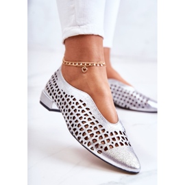 PA2 Zapato Cuero Calado Elegante Ismena plata 3