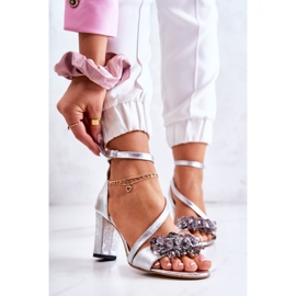 PA2 Sandalias Mujer Piel Tacón Alto Torine Plata 1