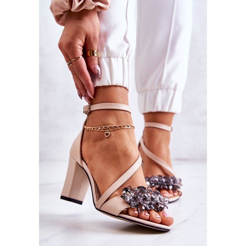 PA2 Sandalias Mujer Piel Tacón Alto Beige Torine 1