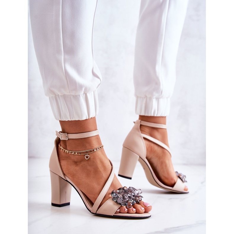 PA2 Sandalias Mujer Piel Tacón Alto Beige Torine 2