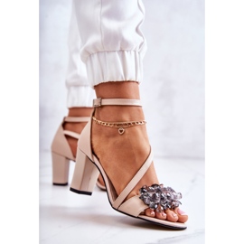 PA2 Sandalias Mujer Piel Tacón Alto Beige Torine 3