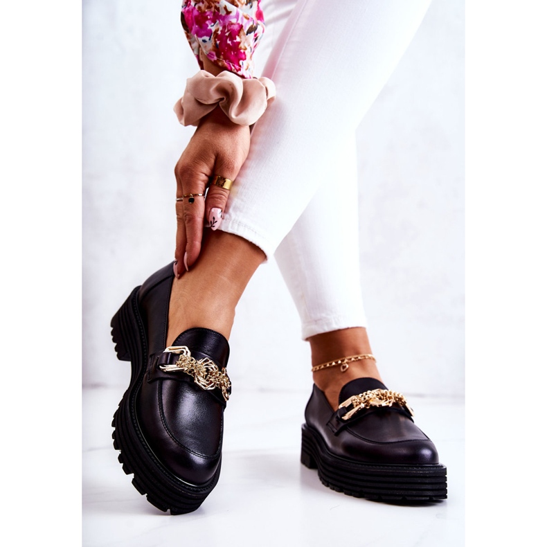 Zapatos Brogue Mujer Piel Dorada Adorno Laura Messi 2383 Negro 2