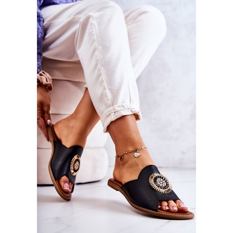 Pantuflas de Cuero de Moda Lewski Shoes 3132 / O Negro 2