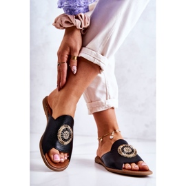 Pantuflas de Cuero de Moda Lewski Shoes 3132 / O Negro 4