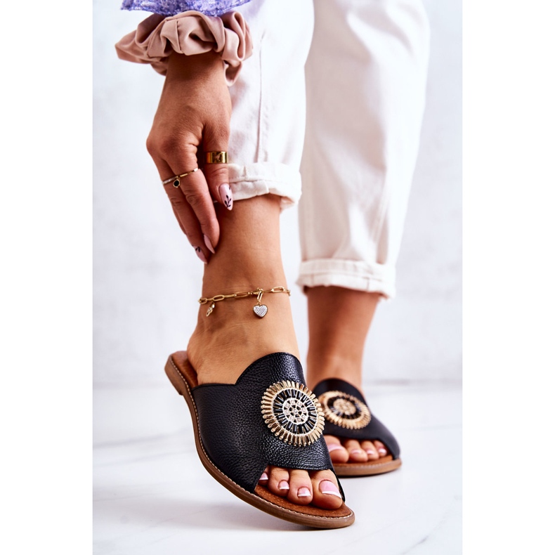 Pantuflas de Cuero de Moda Lewski Shoes 3132 / O Negro 1