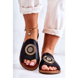 Pantuflas de Cuero de Moda Lewski Shoes 3132 / O Negro 5