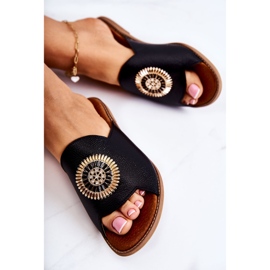 Pantuflas de Cuero de Moda Lewski Shoes 3132 / O Negro 6