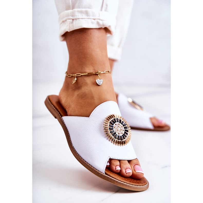 Pantuflas de Cuero de Moda Lewski Shoes 3132 / O Blanco 1