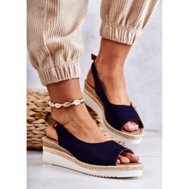 Sandalias Mujer Con Cuña Big Star JJ276046 Azul Marino 6