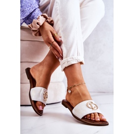 Babucha Mujer en Piel Nicole 2735 Blanco y Dorado 5
