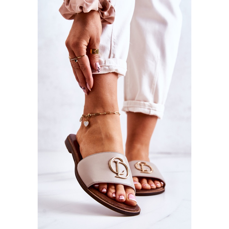 Pantuflas Mujer Piel Nicole 2735 Beige 1