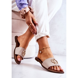 Pantuflas Mujer Piel Nicole 2735 Beige 5