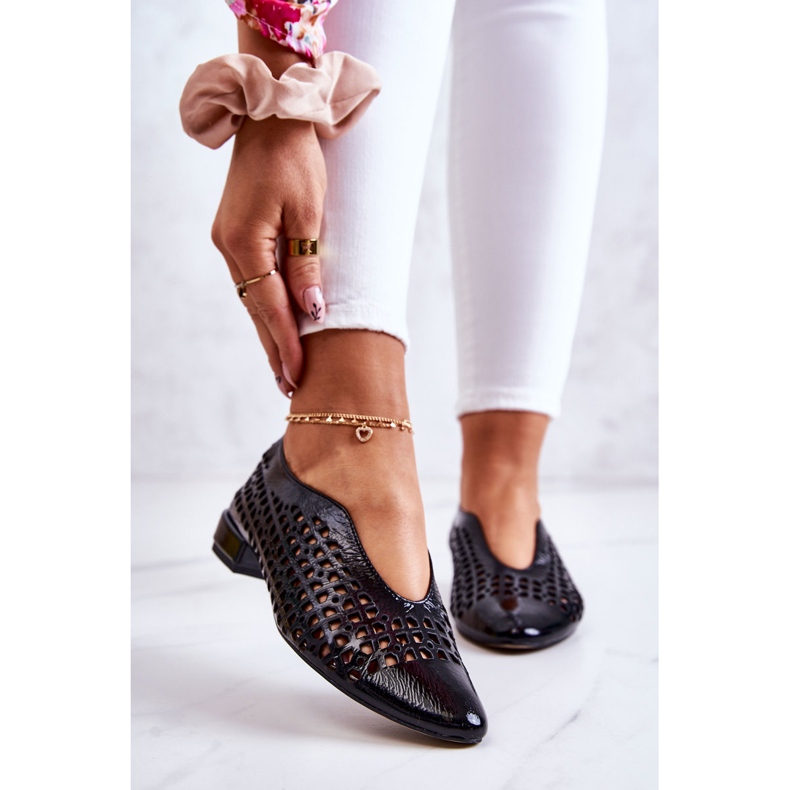 PA2 Zapatos Elegantes Calados Piel Lacada Ismena Negro 1