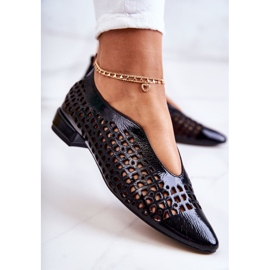 PA2 Zapatos Elegantes Calados Piel Lacada Ismena Negro 5