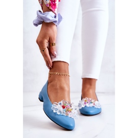 PA2 Bailarinas De Piel Con Elegante Adorno Azul Millany 1