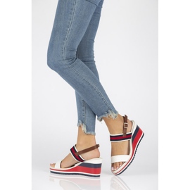 Sandalias con cuña Filippo DS2094/21 Wh Nv blanco rojo azul marino 6