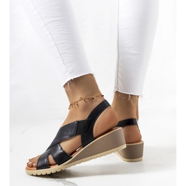 Sandalias de cuña negras de Grovas negro 1