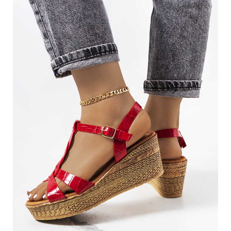 Sandalias cuña Dalziel rojas rojo 1