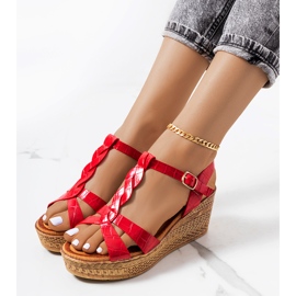 Sandalias cuña Dalziel rojas rojo 2