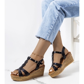 Sandalias de cuña negras de Dalziel negro 1