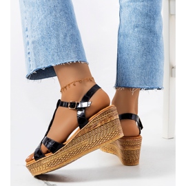 Sandalias de cuña negras de Dalziel negro 2