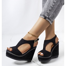 Sandalias cuña Zerner negras negro 1