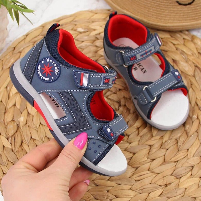 Sandalias velcros American Club Jr AM825A azul marino 1