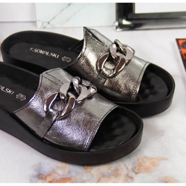 Babuchas de piel con cadena T.Sokolski W SCA161 plata 2