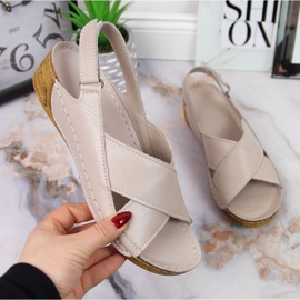 Sandalias cuña piel T.Sokolski W SCA164B beige 1