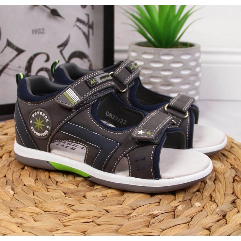 Sandalias velcros American Club Jr AM891A gris 2