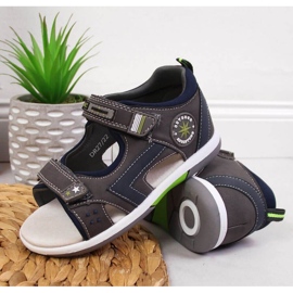 Sandalias velcros American Club Jr AM891A gris 3