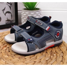 Sandalias velcros American Club Jr AM891B azul marino 2