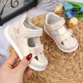 Zapatos calados velcro American Club Jr AM892A oro dorado 1