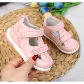 Zapatos calados con velcros American Club Jr AM892B rosa 1