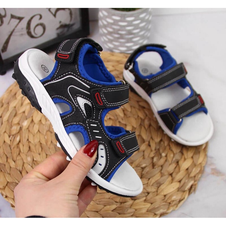 Sandalias velcros American Club Jr AM893A negro 1