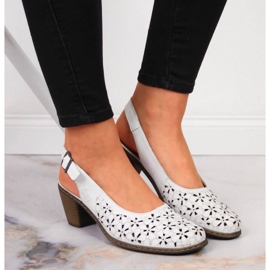 Sandalias piel calada Rieker W RKR531A blanco 4
