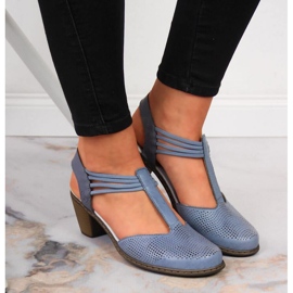 Sandalias piel caladas Rieker W RKR537 azul 4